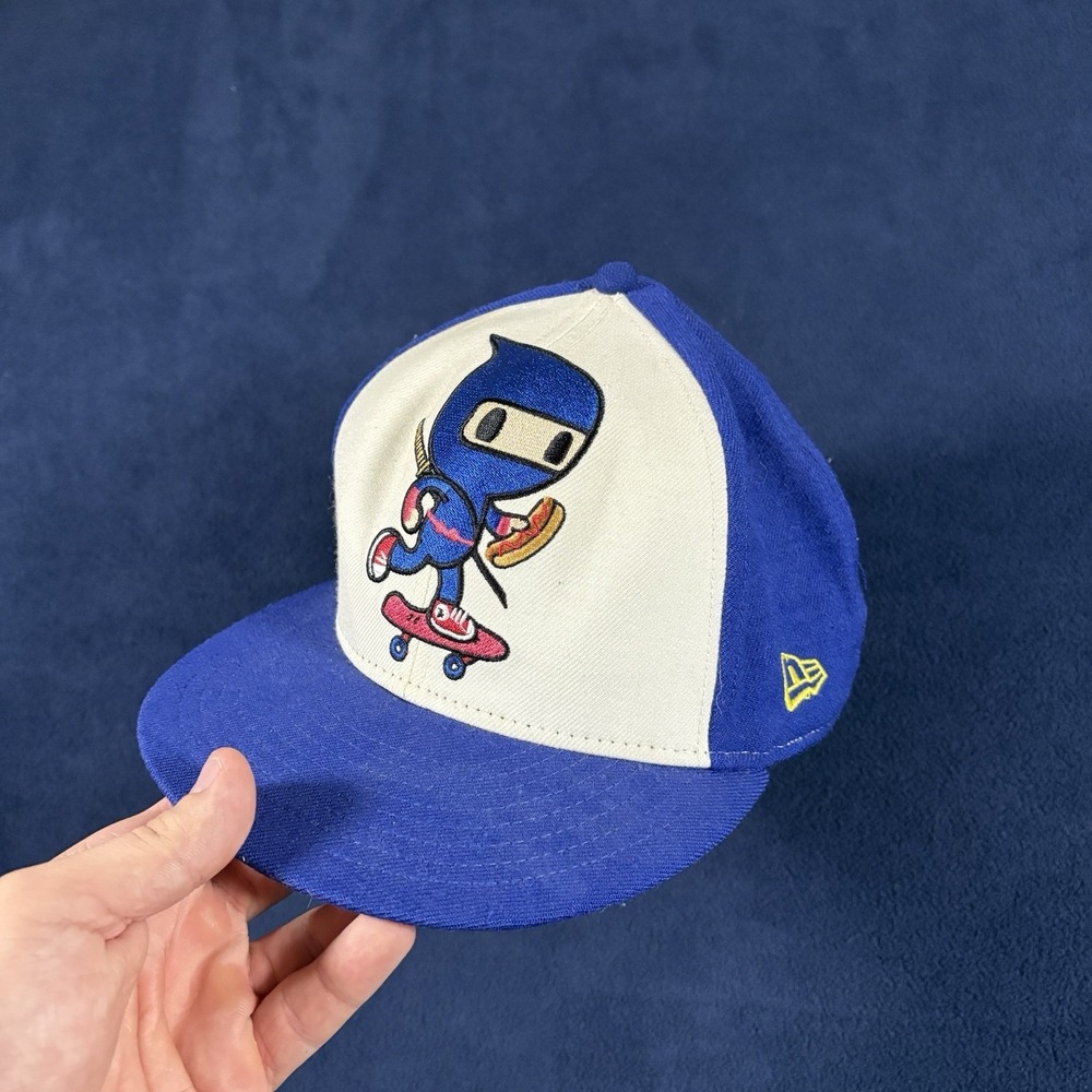 Tokidoki New Era 59FIFTY Fitted Hat 7 1/2 Blue Ninja Skateboard Hot Dog Cap 2010
